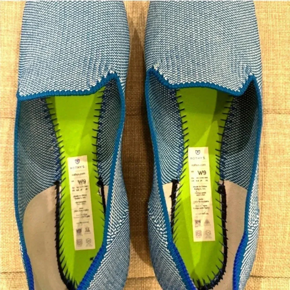 EUC Sz 9 Rothys loafers retired blue twill - Picture 3 of 5